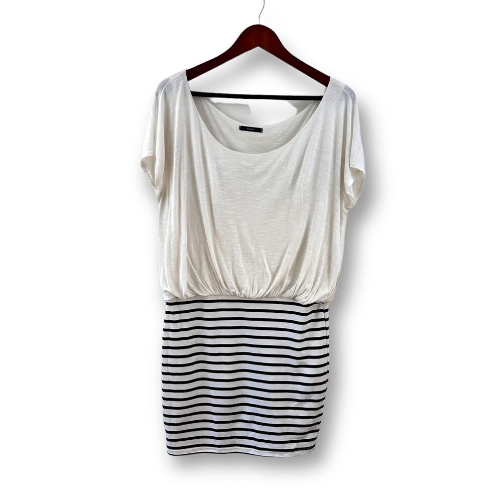 Soprano cream top & black‎ stripe mini dress size S